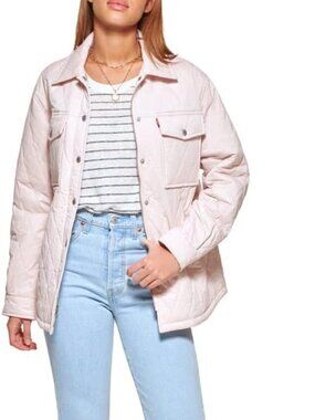 LEVI'S Diamond Quilted Shirt Jacket, Pale Pink, Women's Size XL